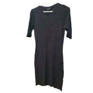 TOPSHOP Women's 3/4 Sleeve Black Crew Neck T Shirt Fall Midi Dress Small